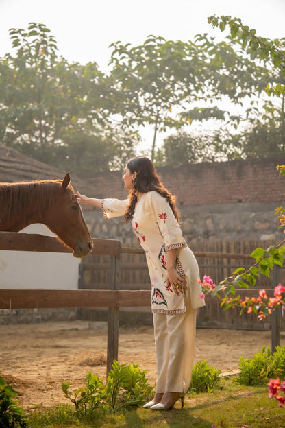 Women's Cotton Flex Embroidered Kurta Pant Set – Daily Wear (Sizes M to XXL)