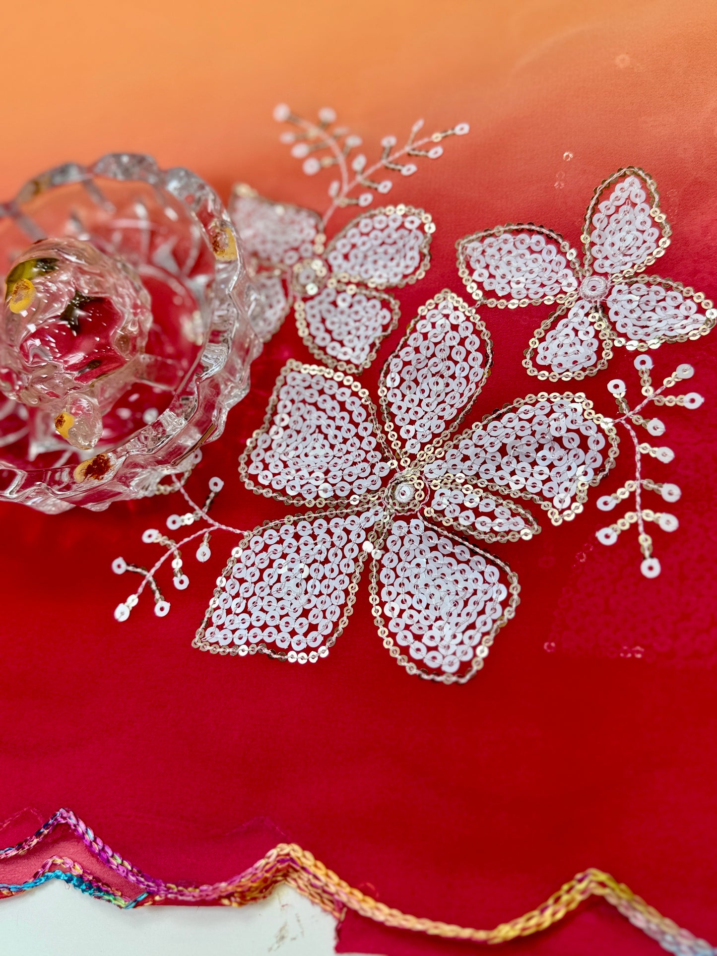 Georgette Saree with Embroidery Work and Satin Blouse for Women