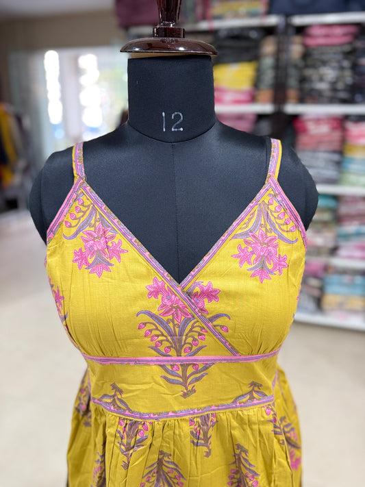 Women’s cotton 60x60 printed strappy mini dress / short tunic, M–3XL