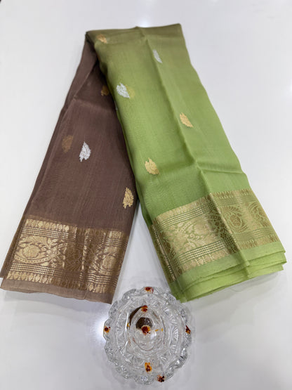Banarasi handloom pure kora organza saree with kaduwa zari weaving and silkmark certified blouse