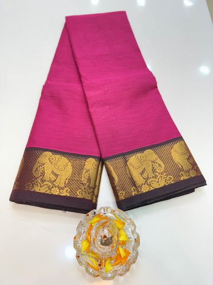Chettinad Pure Cotton Saree with Zari Border – 80 Count, 20 Colours, 5.5m Length