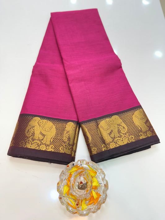 Chettinad Pure Cotton Saree with Zari Border – 80 Count, 20 Colours, 5.5m Length
