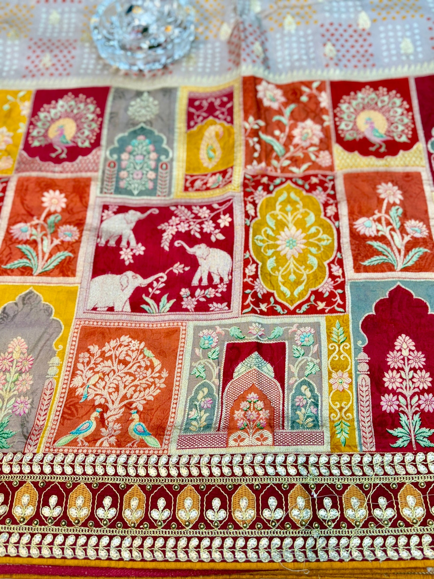 Pure Dola silk saree with position weaving and embroidered blouse – premium ethnic wear for weddings and festive occasions