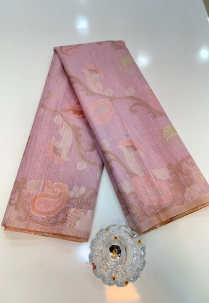 Jamdhani Cotton Saree with Zari Weave and Tassel Pallu – Pastel Festive Wear