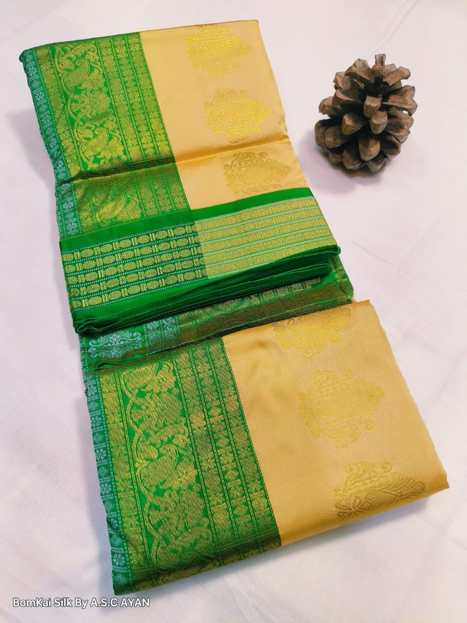 Bomkai Silk Saree with Achal Multi-Color Work and Golden Jari Butta Border – With Blouse Piece for Women
