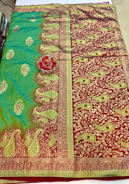 banarasi saree with zari weaving and embroidered silk blouse – ethnic festive wear for women