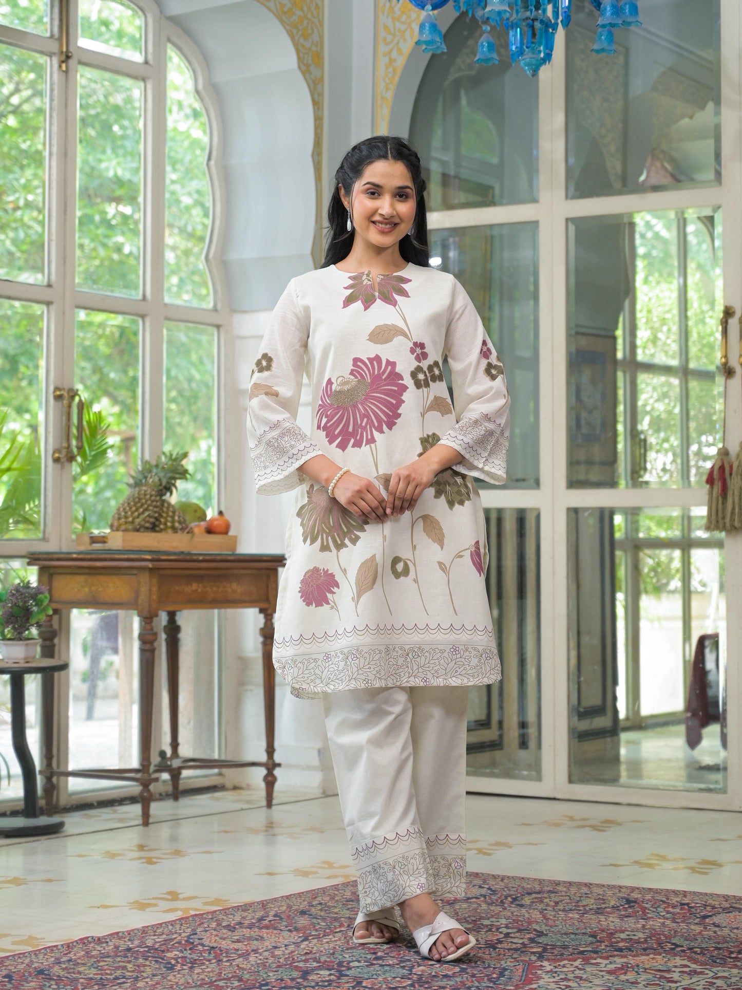 Linen-Cotton Co-Ord Set with Tailored Top and Bottom – Casual and Workwear Ethnic Set for Women (M to 3XL)