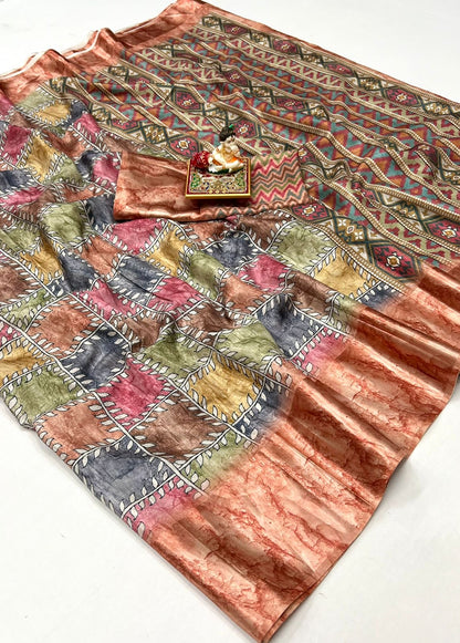 Pure Silk Dola Digital Printed Saree with Matching Digital Print Blouse Fabric