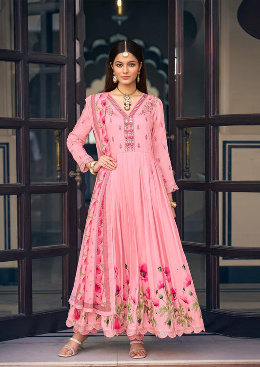 Muslin Digital Print Kurta Pant Dupatta Set with Khatli Mirror Handwork and Latkan Dupatta – L to 3XL