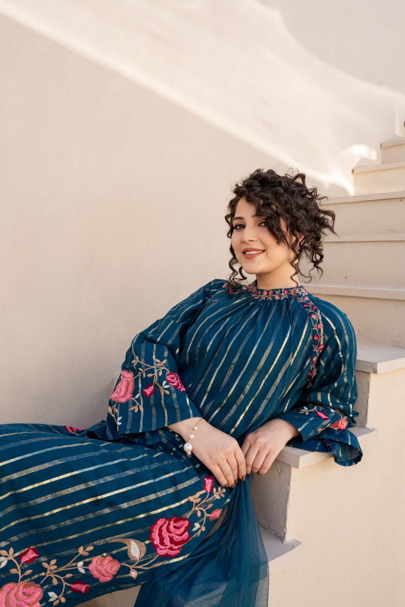 Pure Cotton Embroidered Kurta Pant Dupatta Set for Women – Available in Two Colors