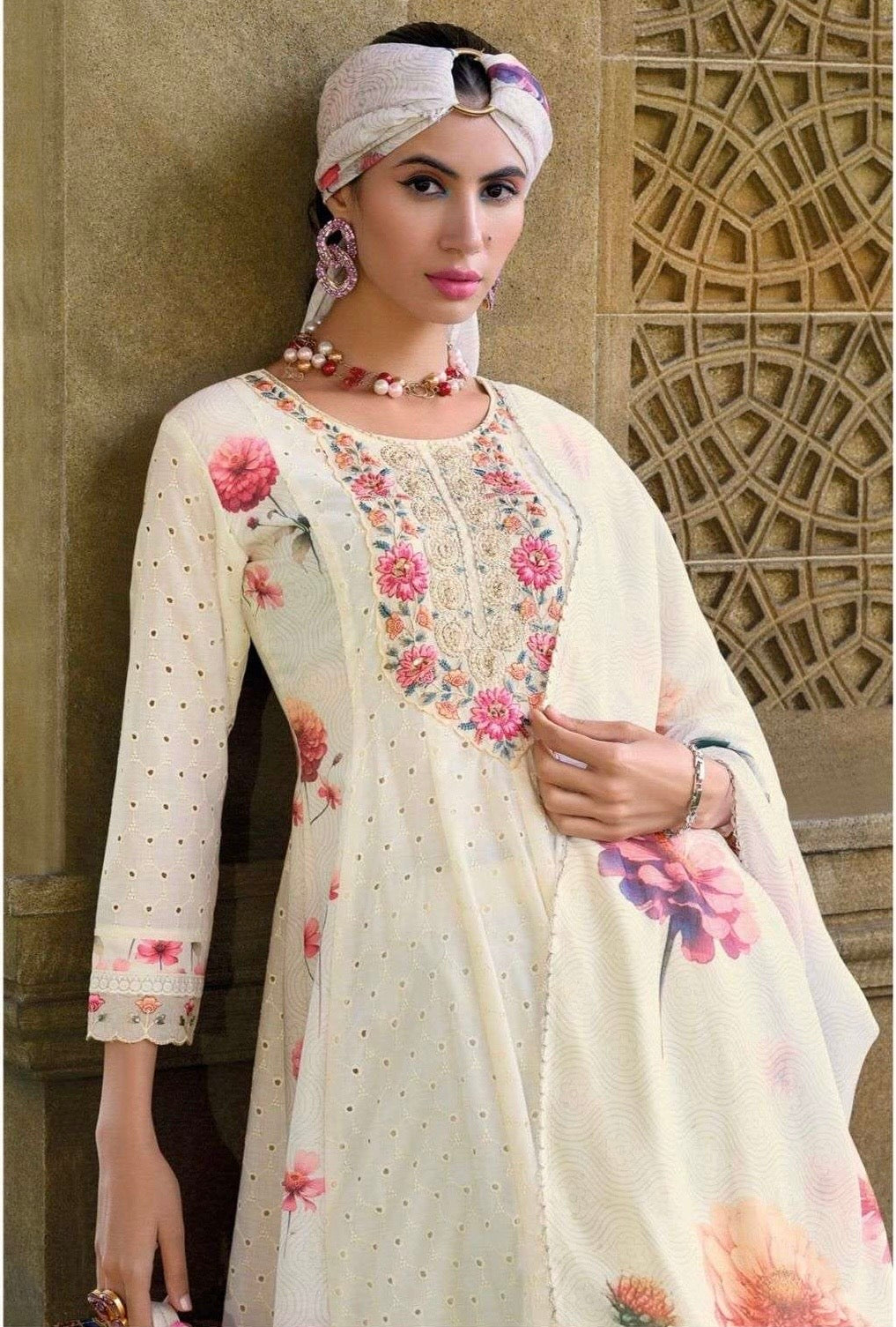 Pure Cotton Anarkali Kurti Pant Set with Digital Print Dupatta – Pakistani Style Women’s Ethnic Wear