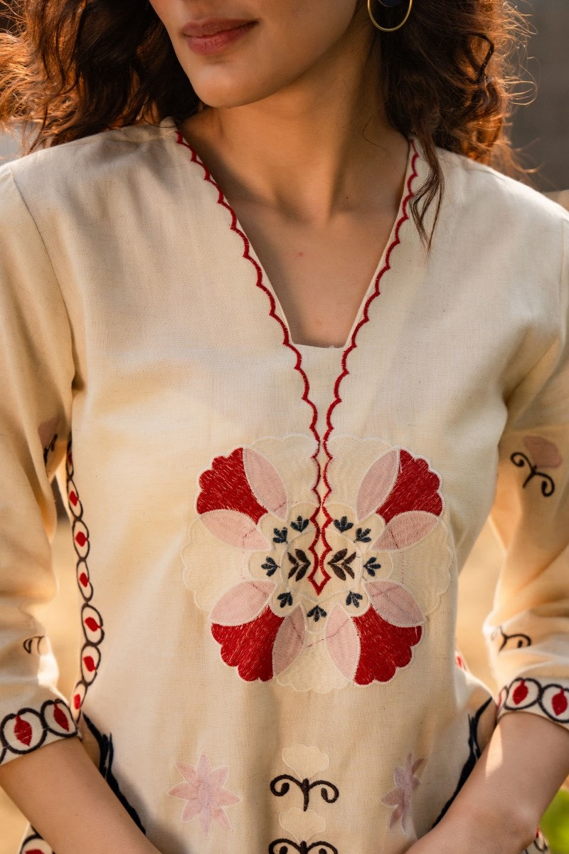 Women's Cotton Flex Embroidered Kurta Pant Set – Daily Wear (Sizes M to XXL)