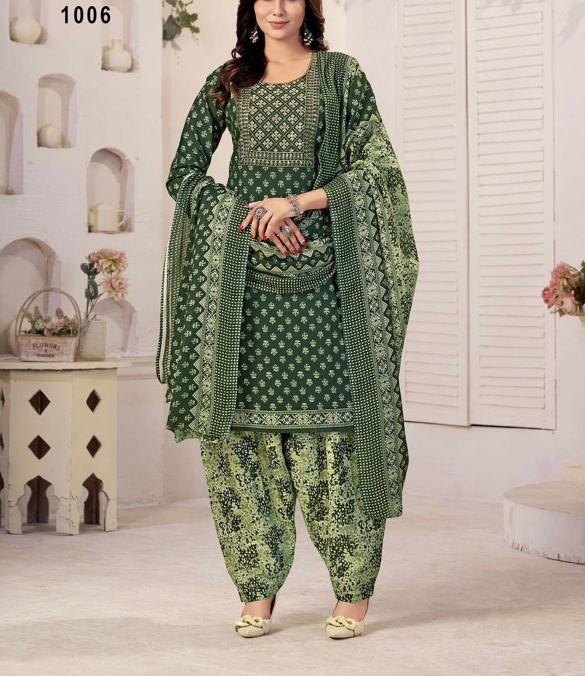 Muska Cotton Embroidered Kurta Patiala Suit Set with Malmal Dupatta for Women