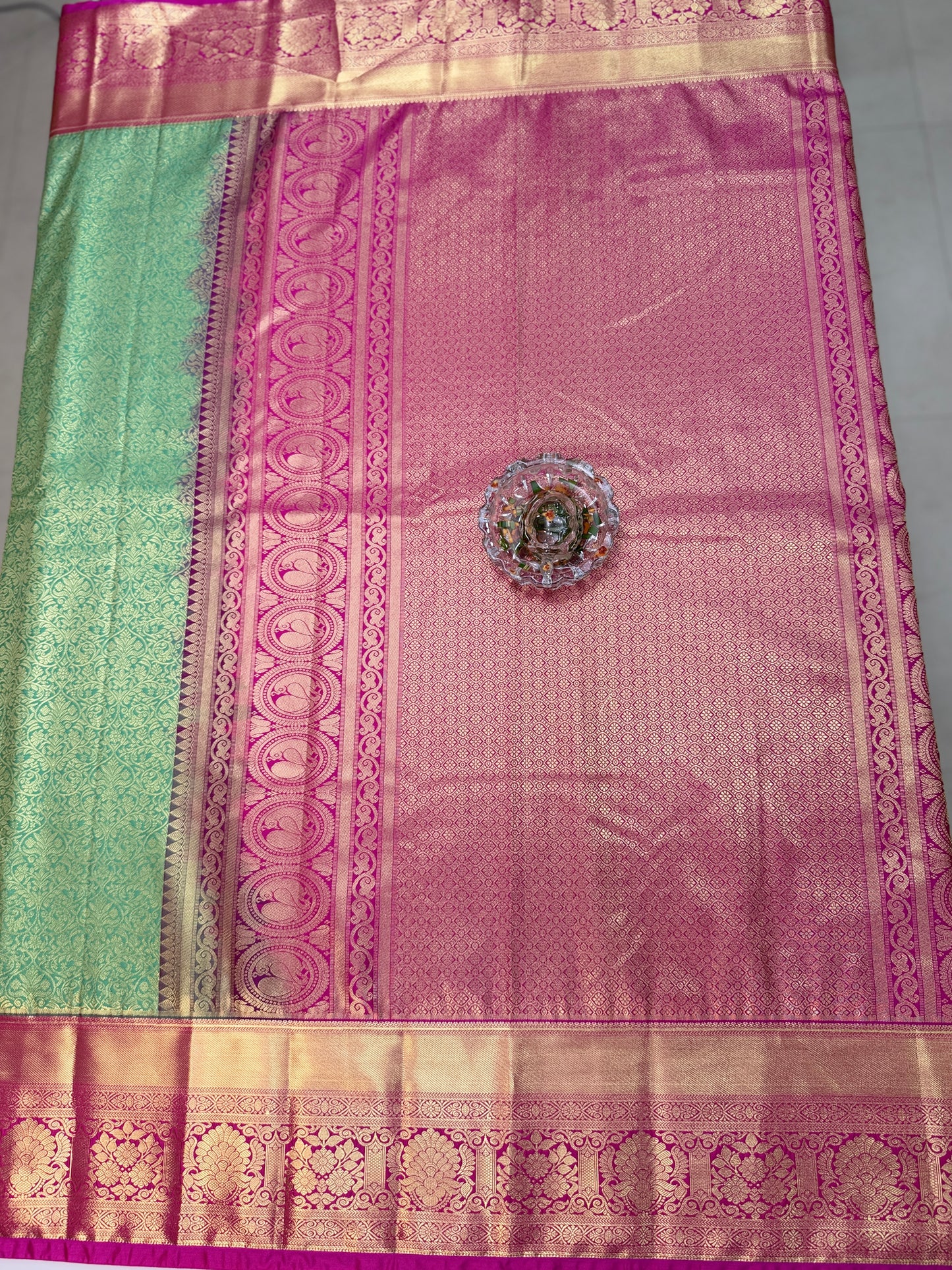 Semi Kanchi Pattu Brocade Saree with Zari Weaving and Contrast Border – Festive Wear