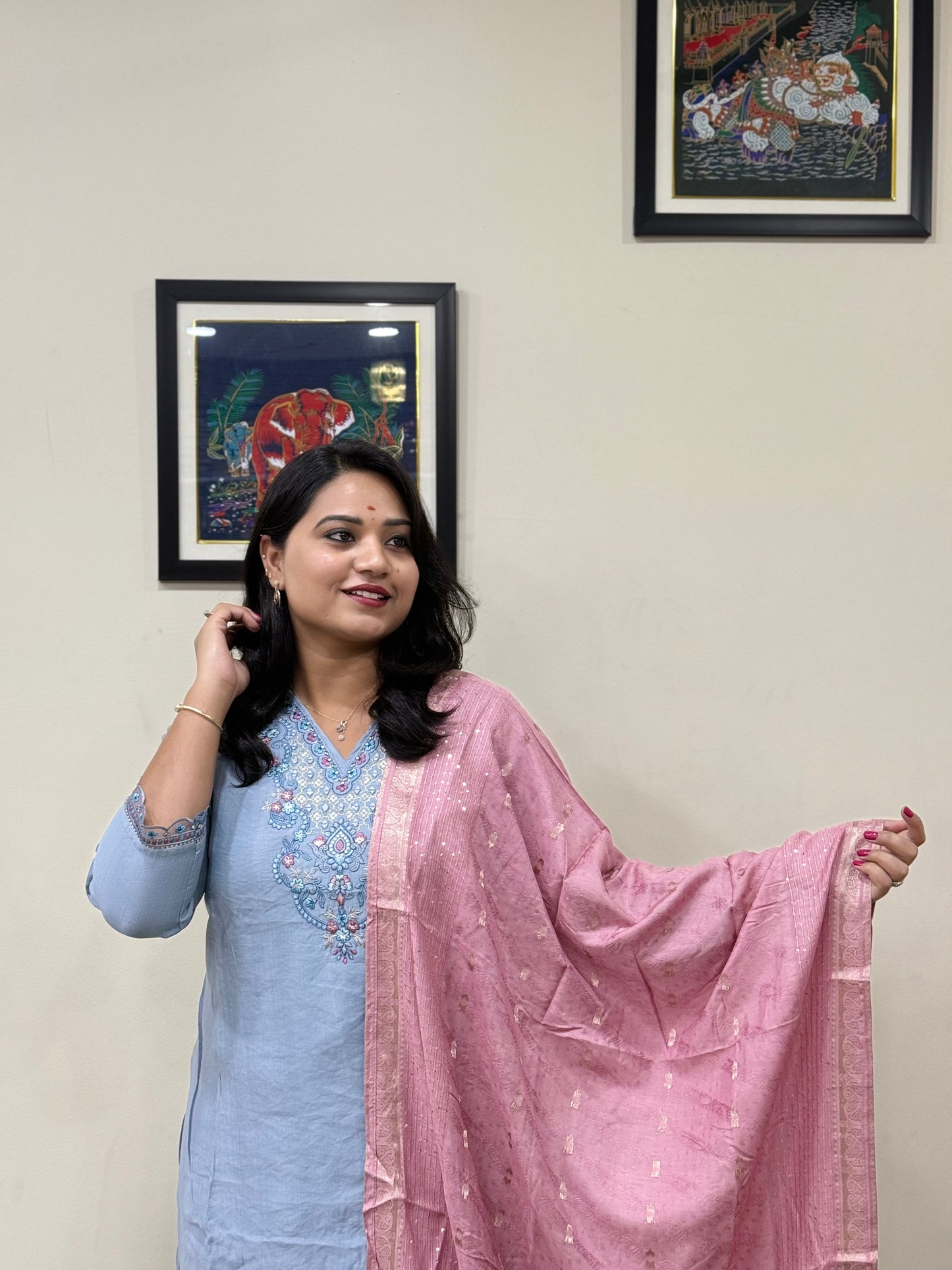 Viscose Embroidered 3-Piece Suit Set with Jacquard Dupatta – XL to 3XL