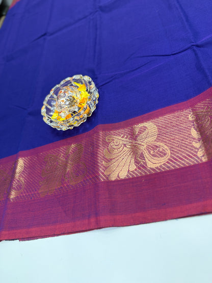 Chettinad Pure Cotton Saree with Zari Border – 80 Count, 20 Colours, 5.5m Length