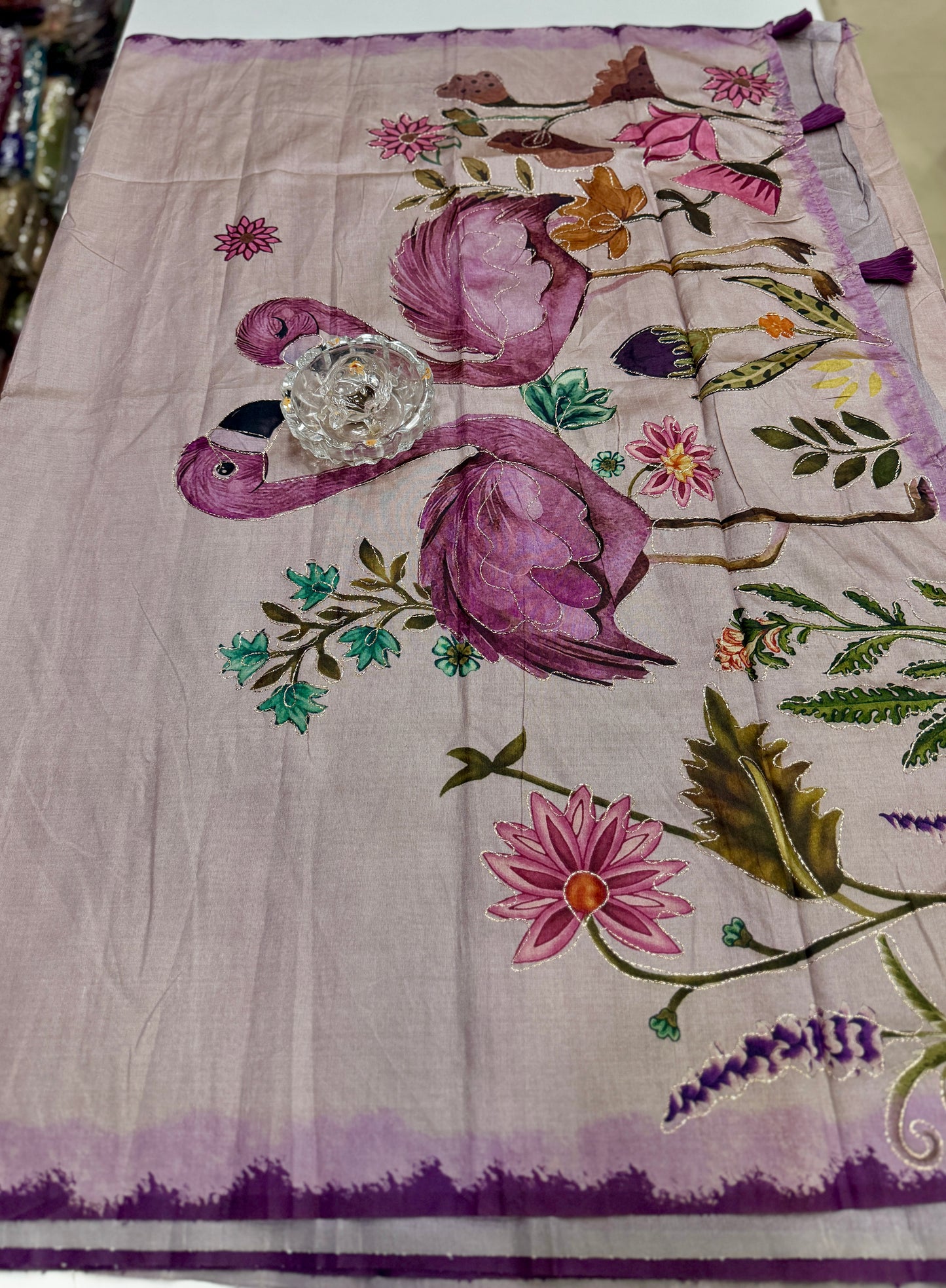 Assam silk saree for women with aari embroidery and paithani motifs, festive wear saree with blouse