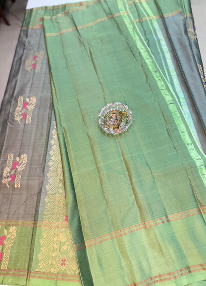 Pure Handloom Silk Saree with Traditional Zari Weaving for Women