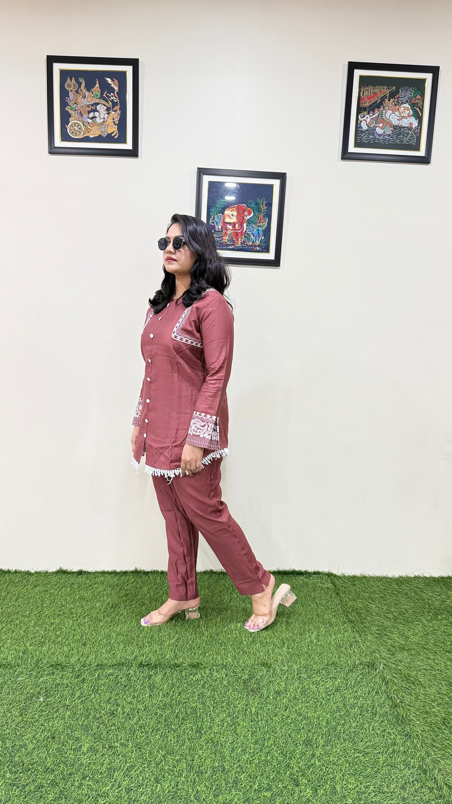 Women's Viscose Latex Co-ord Set in Trendy Solid Design – Sizes XL to 3XL