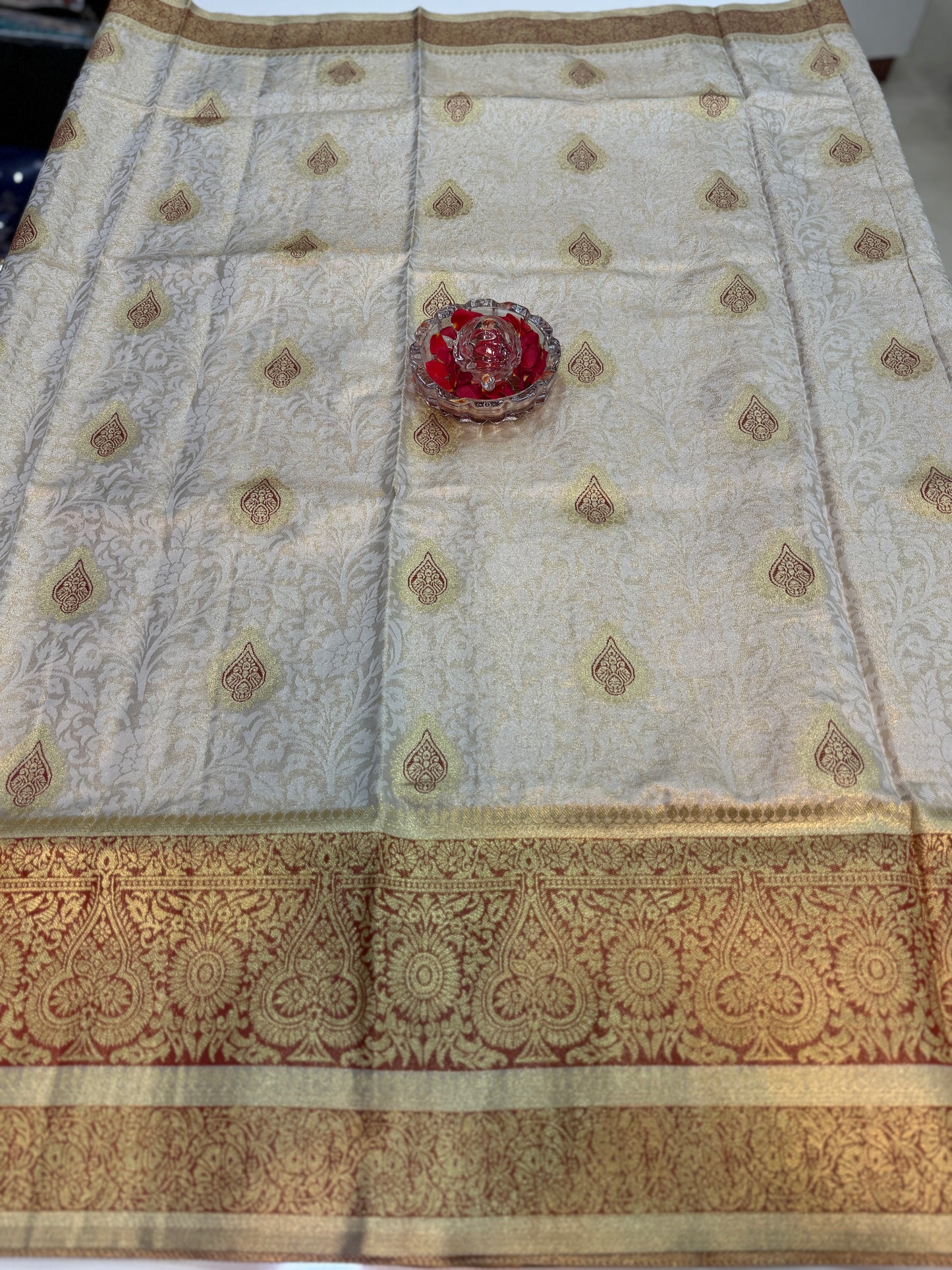 Pure Soft Silk Saree with Rich Zari Weaving and Multicolor Thread Work, Running Silk Blouse