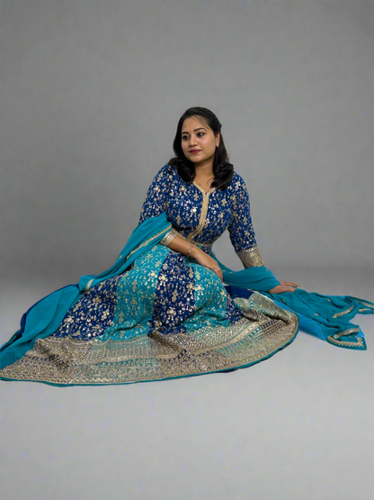 Real Georgette Free Size Embroidered Dress with Embroidered Dupatta – Festive Ethnic Set for Women