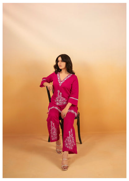 Women's Viscose Silk Co-ord Set with Elegant Work