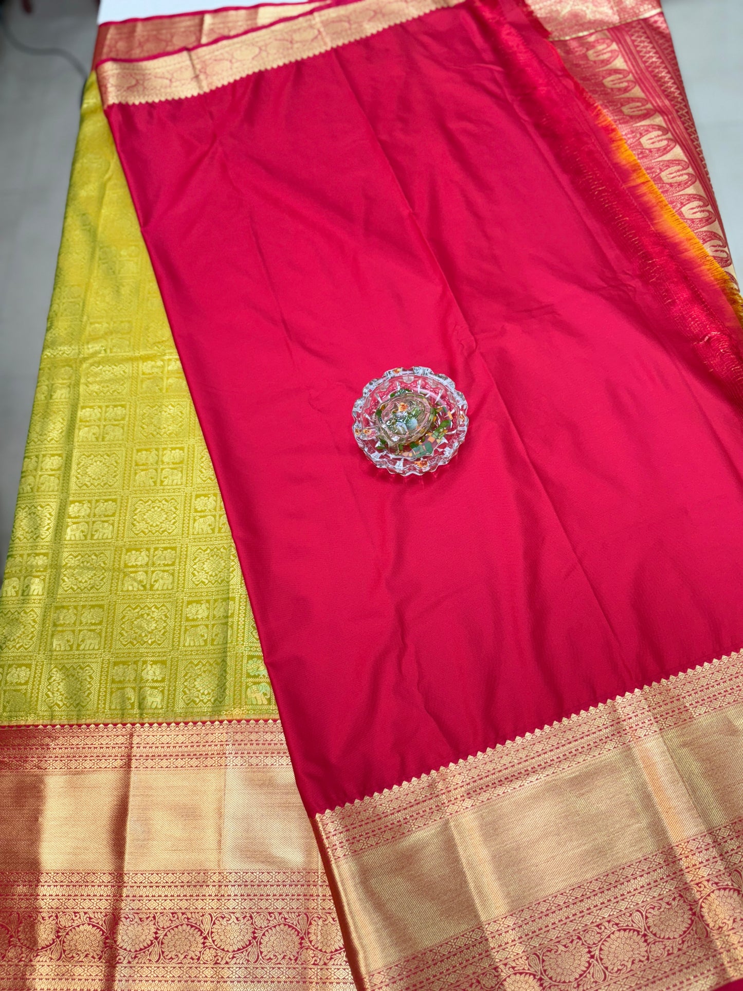 Semi Kanchi Pattu Brocade Saree with Zari Weaving and Contrast Border – Festive Wear