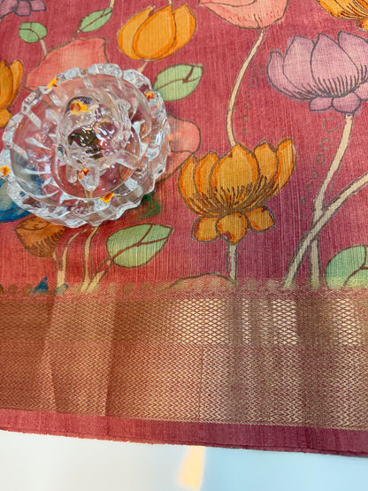 Tussar Art silk saree with handloom weaving and floral pattern for women