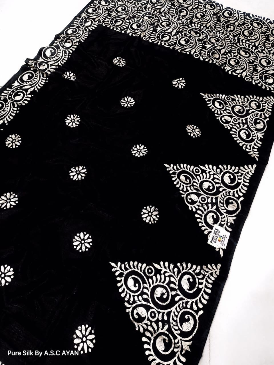 Alpana Print Pure Silk Saree with Printed Blouse Piece – Festive & Wedding Wear for Women