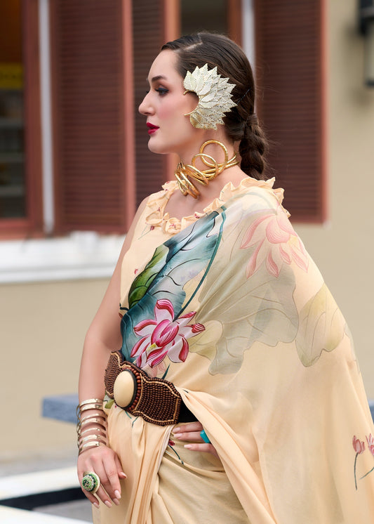 Pure Georgette Saree with Exclusive Digital Prints – Women’s Festive and Party Wear