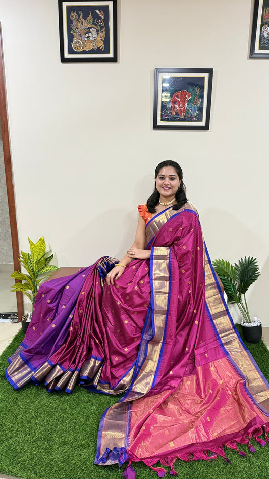 Cotton Silk Saree with Jacquard Border and Rich Pallu – With Contrast Blouse Piece for Women