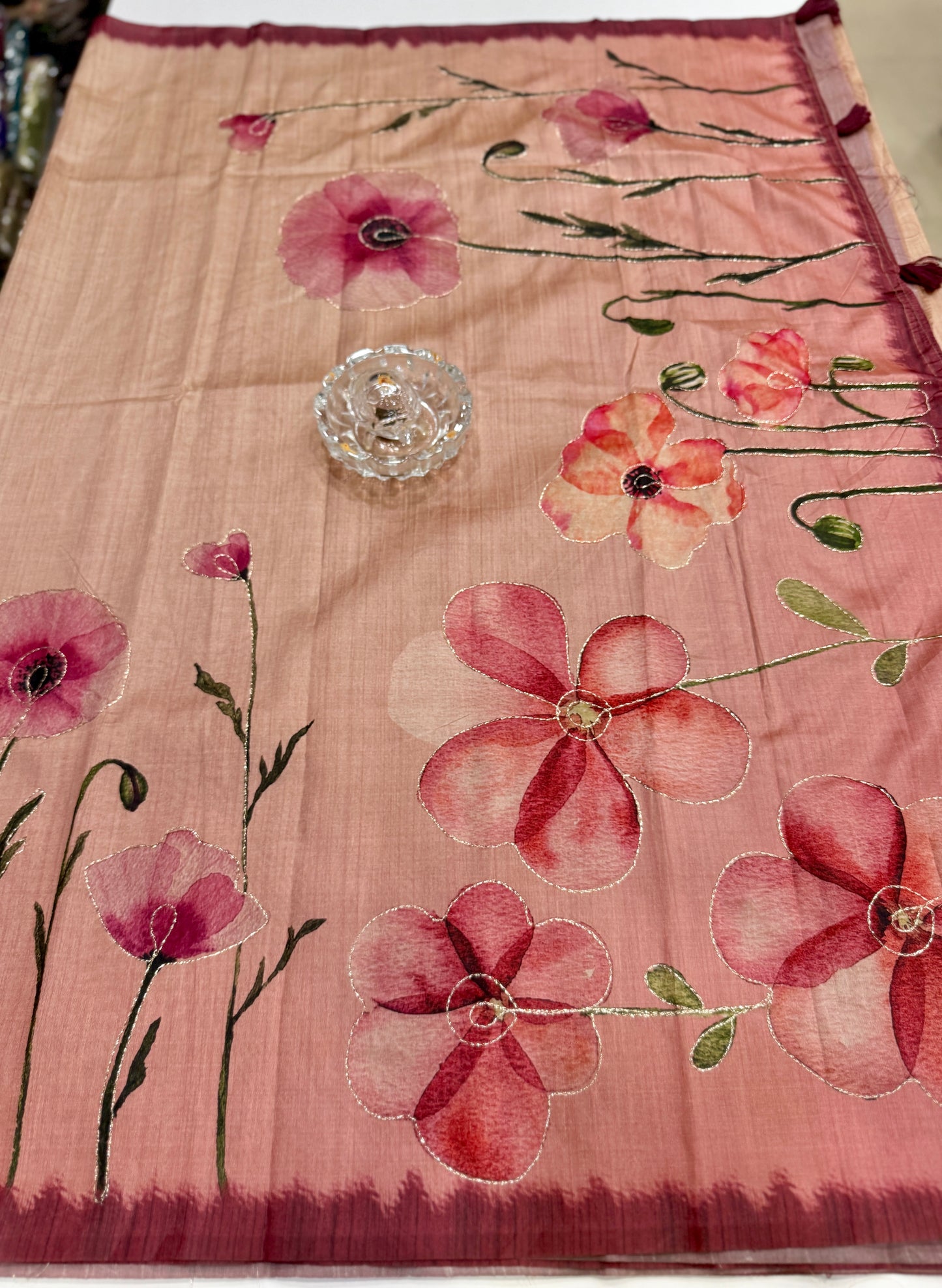 Assam silk saree for women with aari embroidery and paithani motifs, festive wear saree with blouse