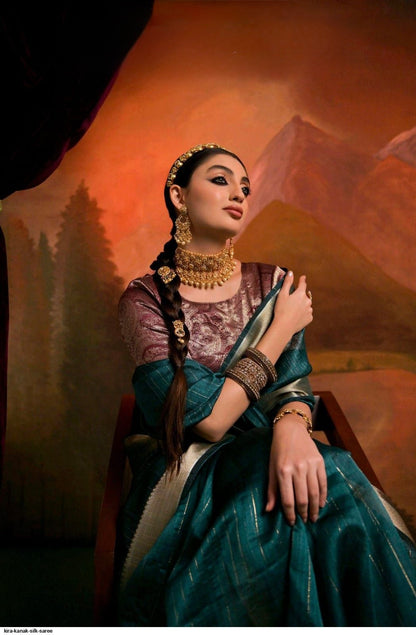 Premium moss sico silk with zari border – ethnic festive wear for women