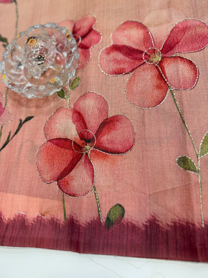 Assam silk saree for women with aari embroidery and paithani motifs, festive wear saree with blouse