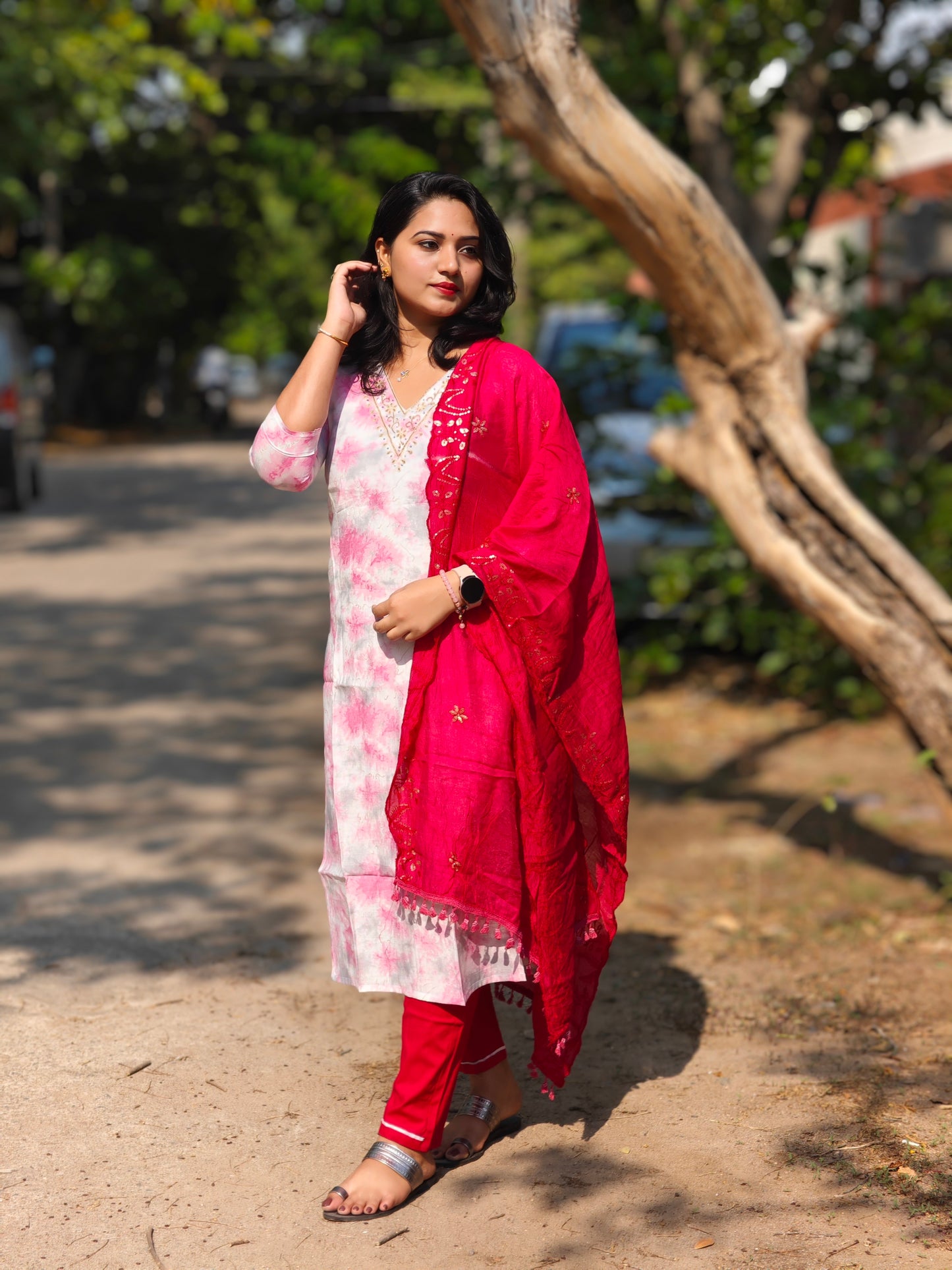 Handcrafted Modal Silk Kurti with Pant & Heavy Work Dupatta – Sizes M to 3XL