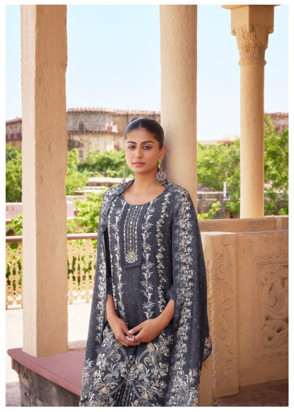 Digital Muslin Kurta Set with Moti Mirror Handwork, Shantoon Pant & Lace Dupatta – M to XXL