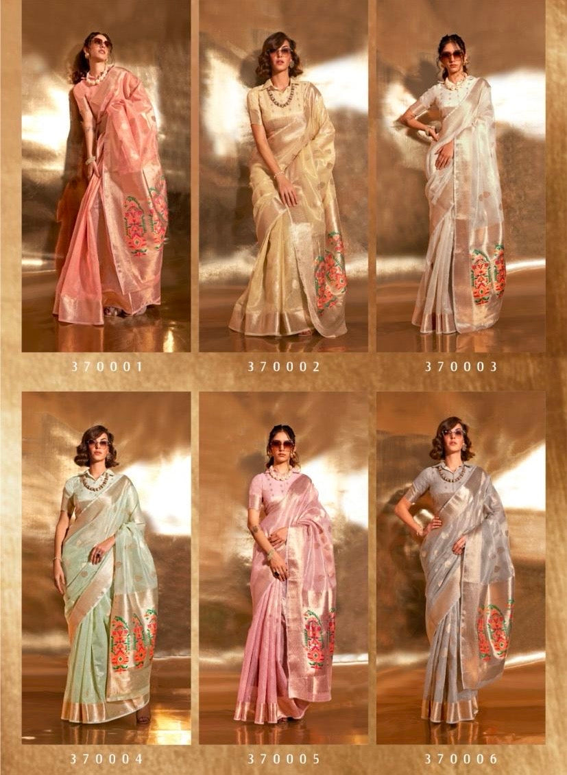 Korra Tissue Saree with Paithani Zari Weaving, Paithani Pallu and Heavy Blouse – Wedding Wear