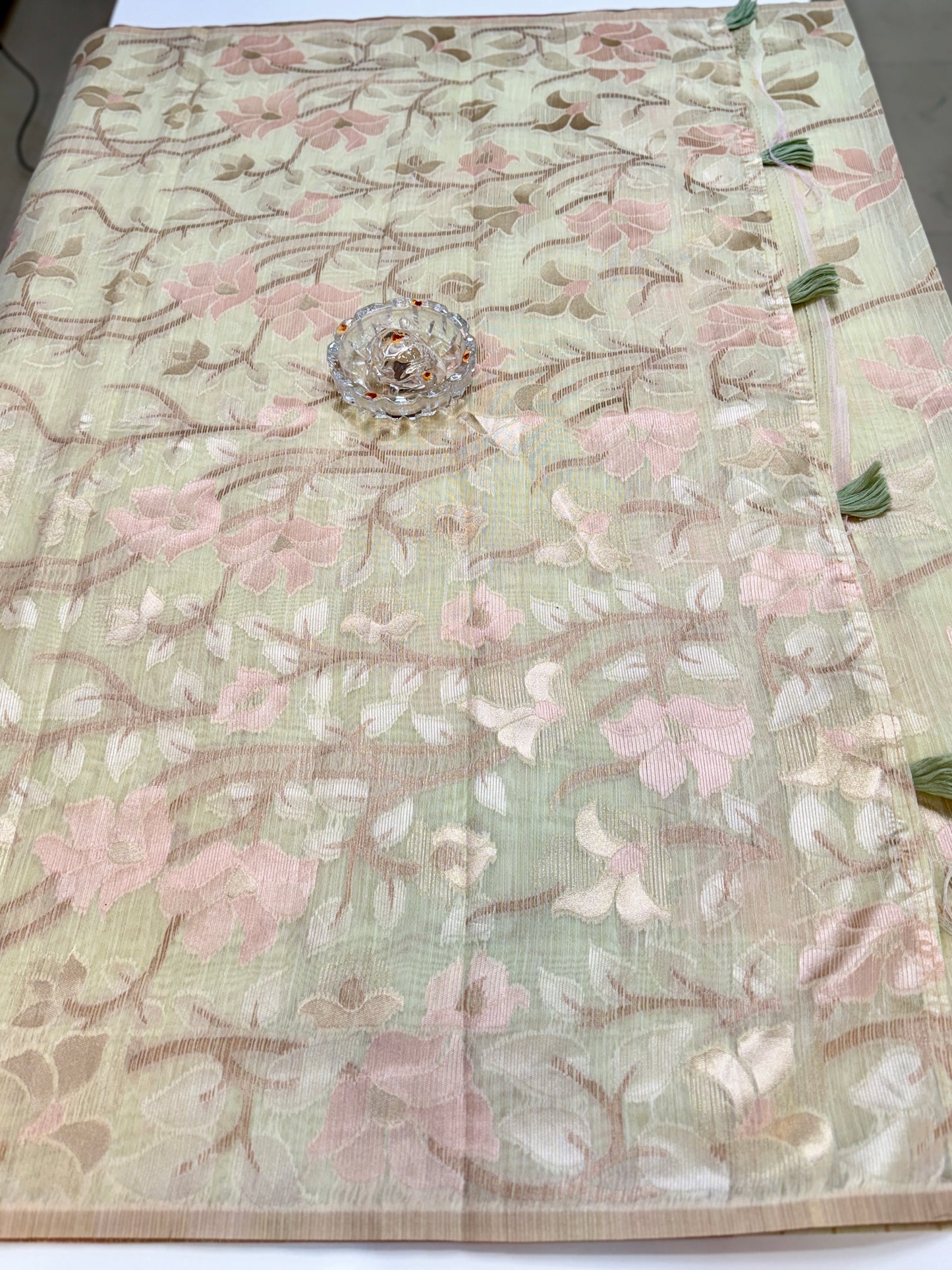 Jamdhani Cotton Saree with Zari Weave and Tassel Pallu – Pastel Festive Wear