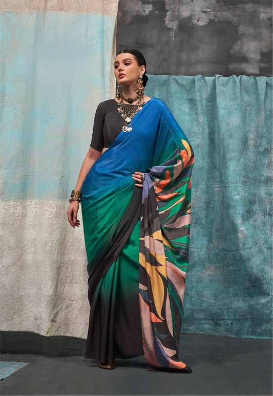 Pure Crepe Saree with Elegant Design and Matching Blouse Piece – Festive & Wedding Wear for Women