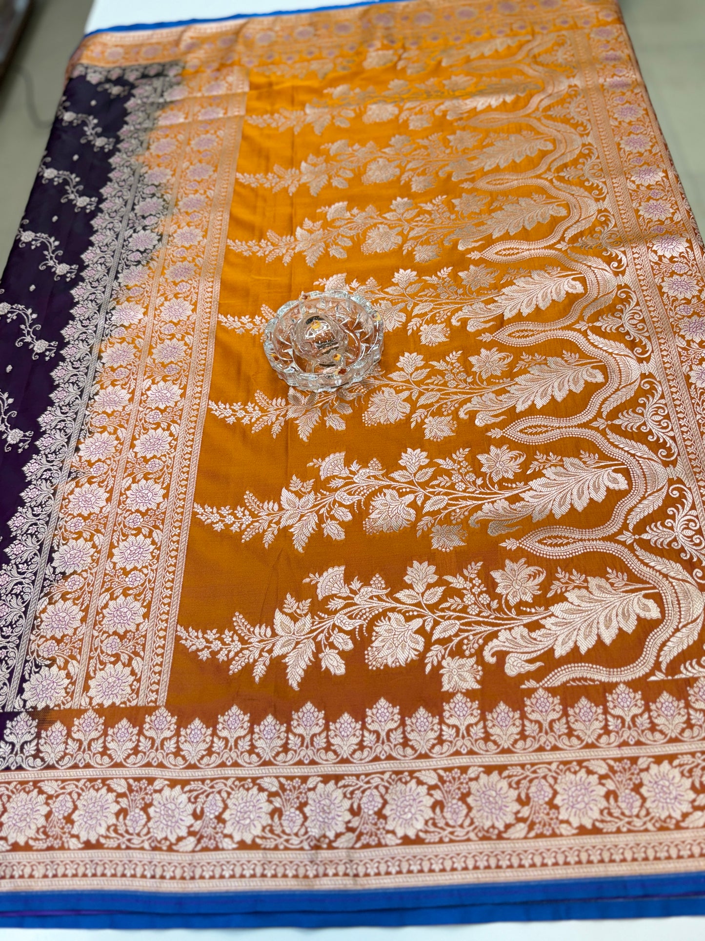 Mashru Katan Silk Saree with Zari Weaving Border and Blouse – Festive Wear for Women