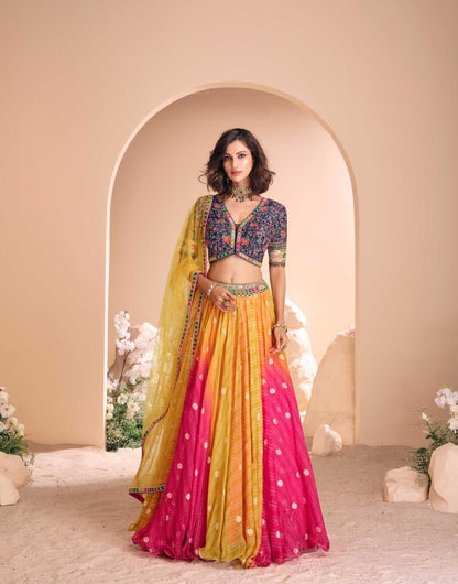 Viscose Jacquard Silk Embroidered Lehenga Choli with Dupatta for Women – Free Size Stitched