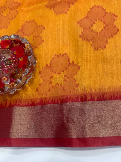 Women’s woven saree with butta motifs, contrast pallu border and tassel pallu, traditional wear, multiple colors