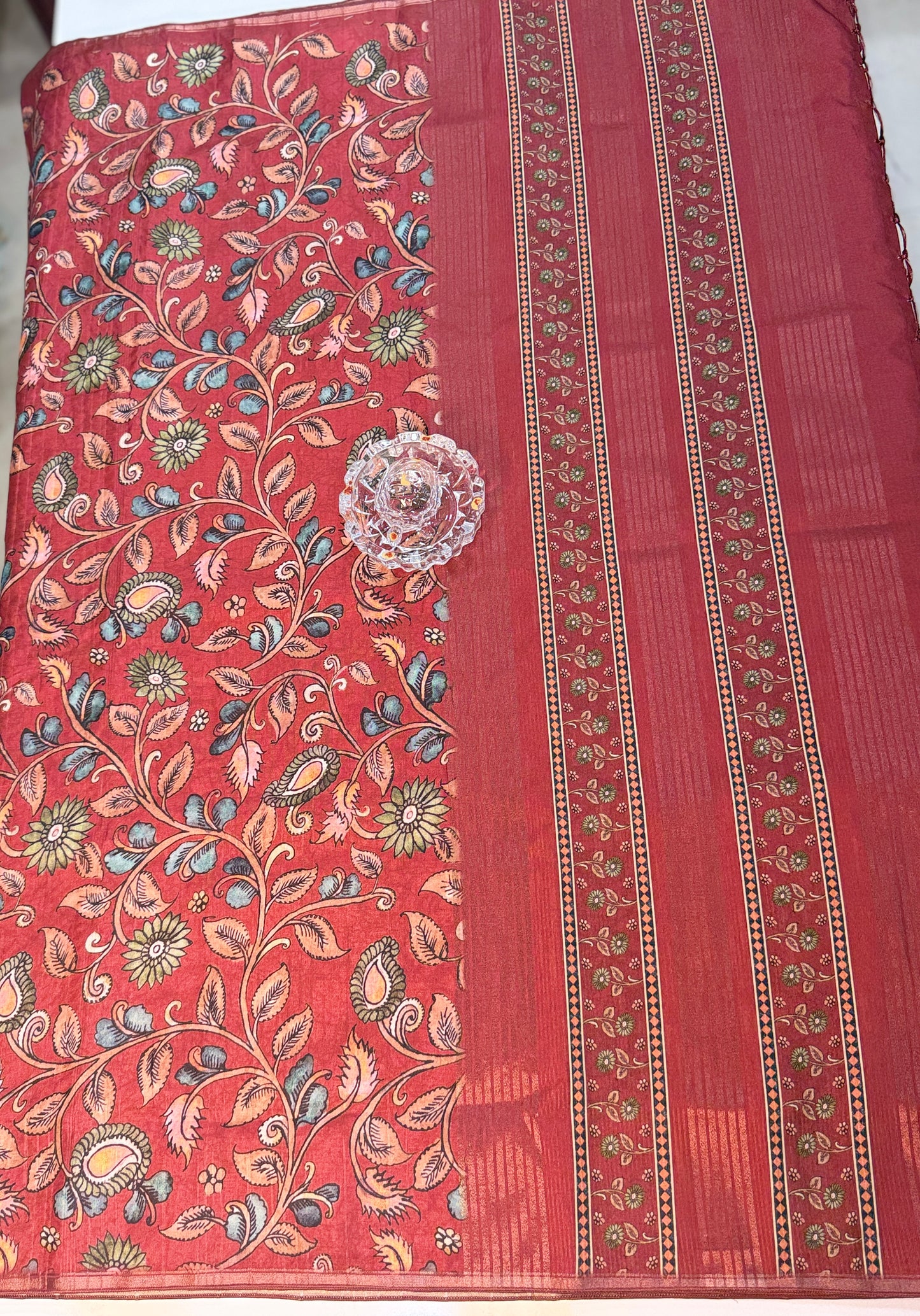 Kota Silk Printed Saree with Floral Design and Contrast Pallu for Women