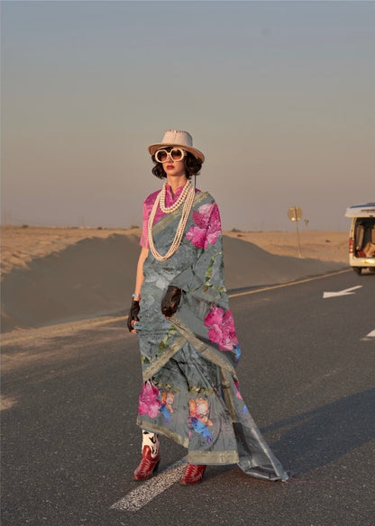 Printed Handwoven Tussar Silk Saree – Women’s Festive and Traditional Wear