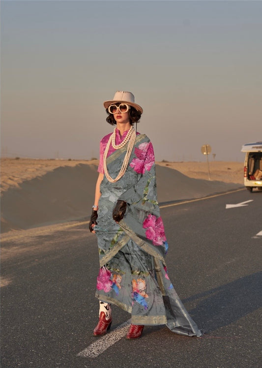 Printed Handwoven Tussar Silk Saree – Women’s Festive and Traditional Wear