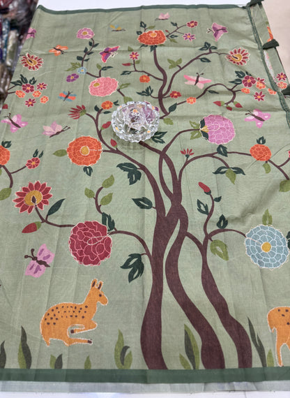 Assam silk saree for women with aari embroidery and paithani motifs, festive wear saree with blouse