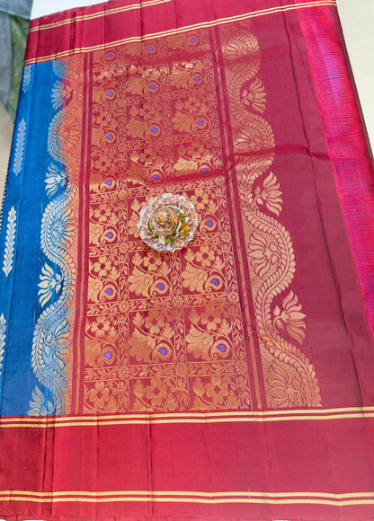 Pure Handloom Silk Saree with Traditional Zari Weaving for Women