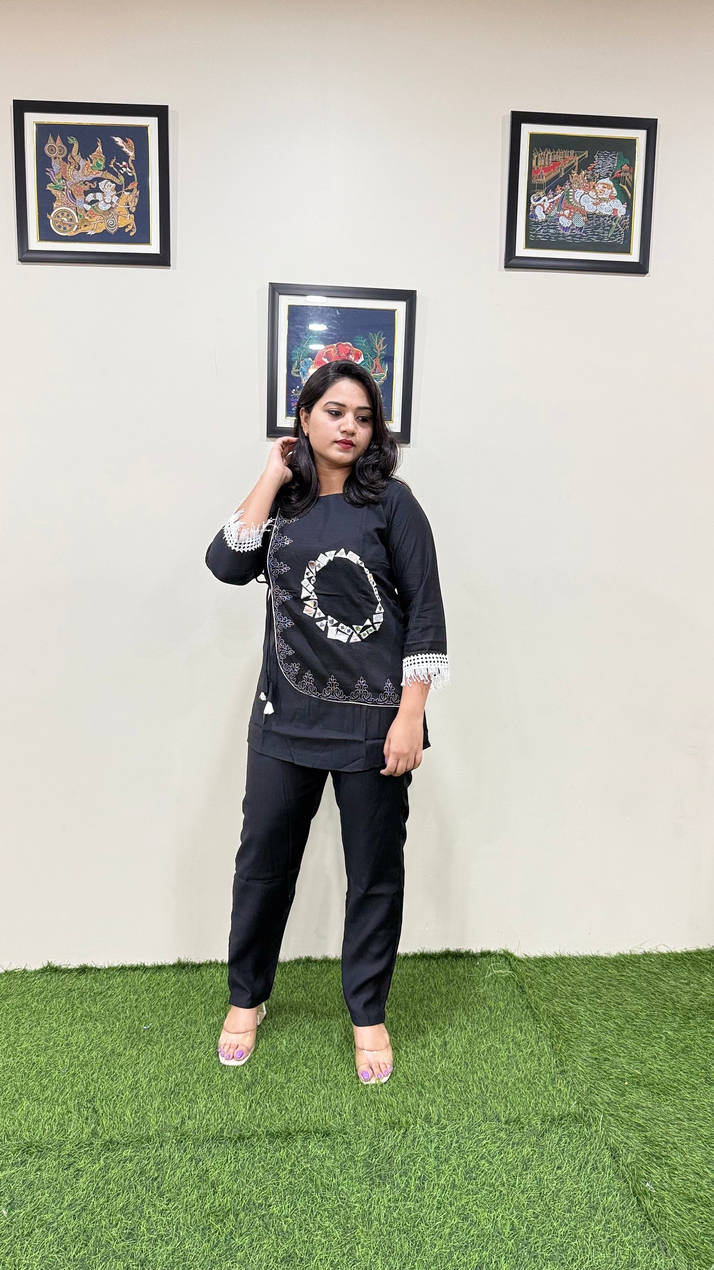 Women's Viscose Latex Co-ord Set in Trendy Solid Design – Sizes XL to 3XL