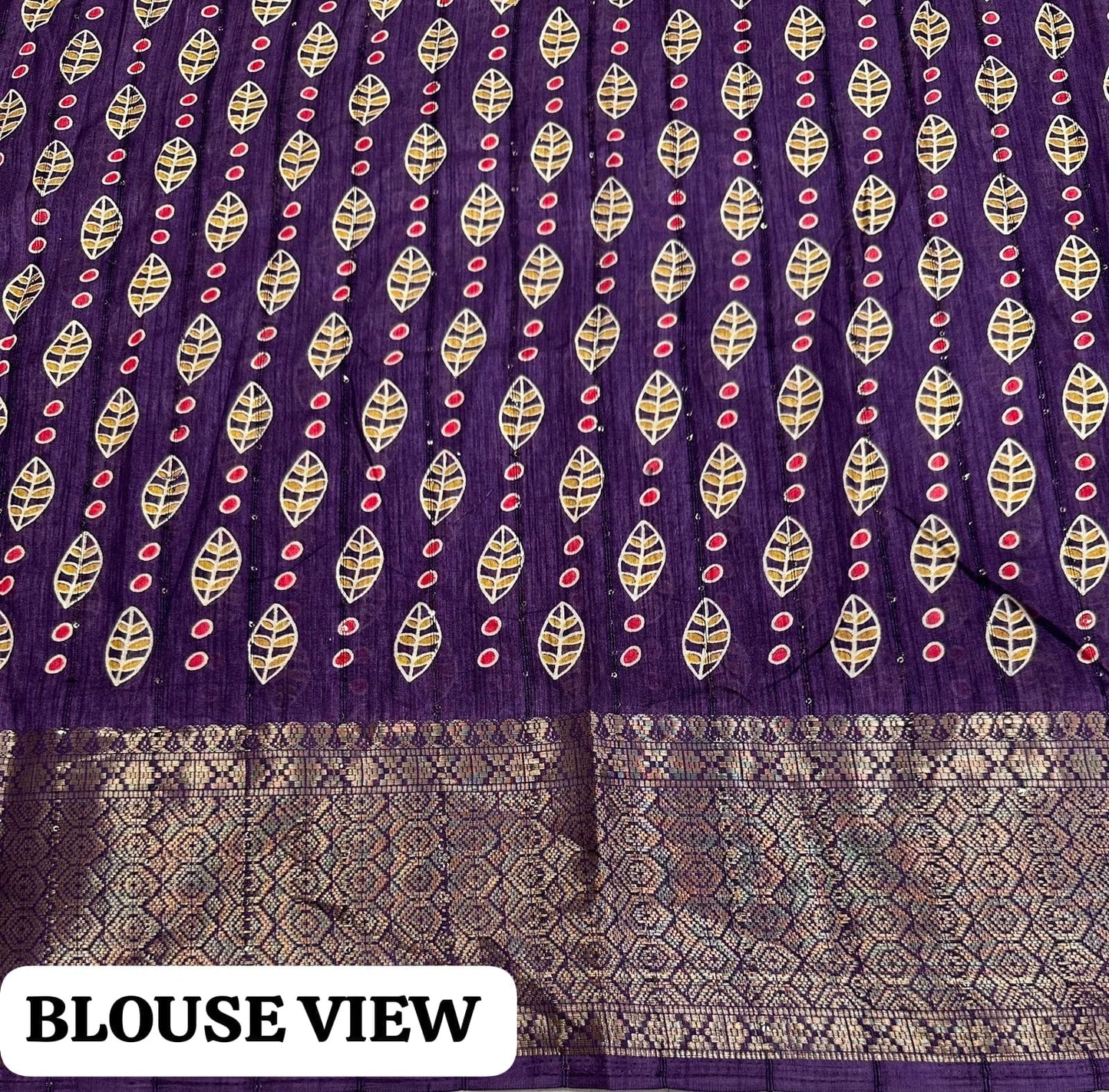 Cotton Crepe Saree with Sequence Work and Batik Print – Running Blouse Included