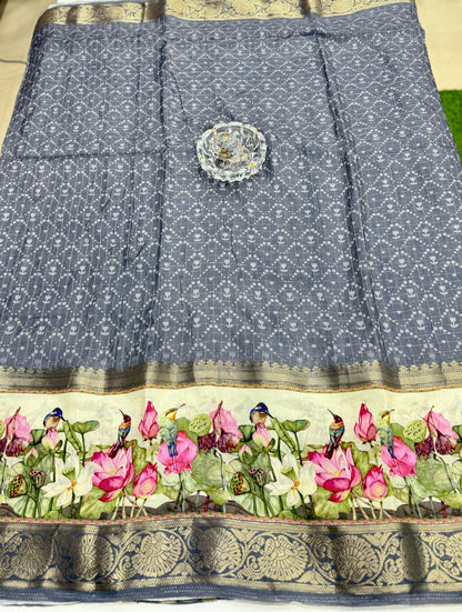 Russian Bentex Border Chittpallu Viscose Crepe Silk Saree with Zari Weaving – Festive Wear